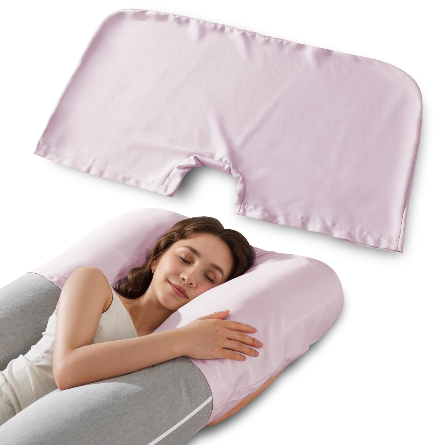 Housse de coussin de grossesse pour oreiller en C rafraîchissante et ergonomique