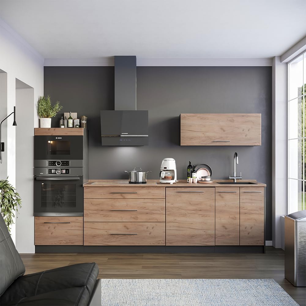 Vicco Küchenunterschrank Fame-Line, Goldkraft Eiche/Anthrazit, 100 cm, AP Anthrazit, zur Kombination mit weiteren Modulen der Fame-Line Serie