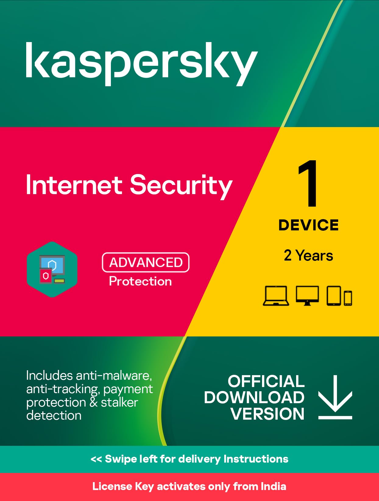 Kaspersky | Internet Security | 1 Device | 2 Years | Email Delivery in 1 Hour