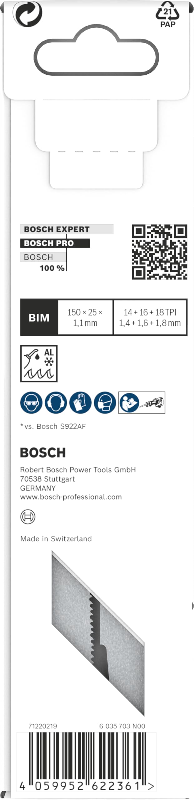 Bosch 5x PRO Medium-Thick Metal S937BEF Hassas Panter Testere Bıçağı (Metal Borular ve Profiller, Demir İçermeyen Metaller, Uzunluk 150 mm, Professional Aksesuar Panter Testere)