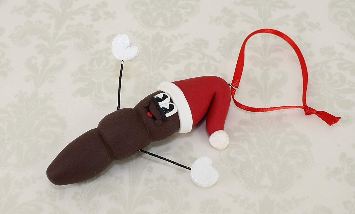 Mr. Poo with Santa Hat Christmas Ornament