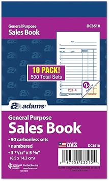 Adams General Purpose Sales Book 2 Part Carbonless White Canary 3 11 32 X 5 5 8 Inches 50 Sets Book 10 Books Dc3510 Amazon Ca Office Products Adams General Purpose Sales Book 2 Part Carbonless White Canary 3 11 32 X 5 5 8 Inches 50 Sets Book 10 Books Dc3510 Amazon Ca Office Products
