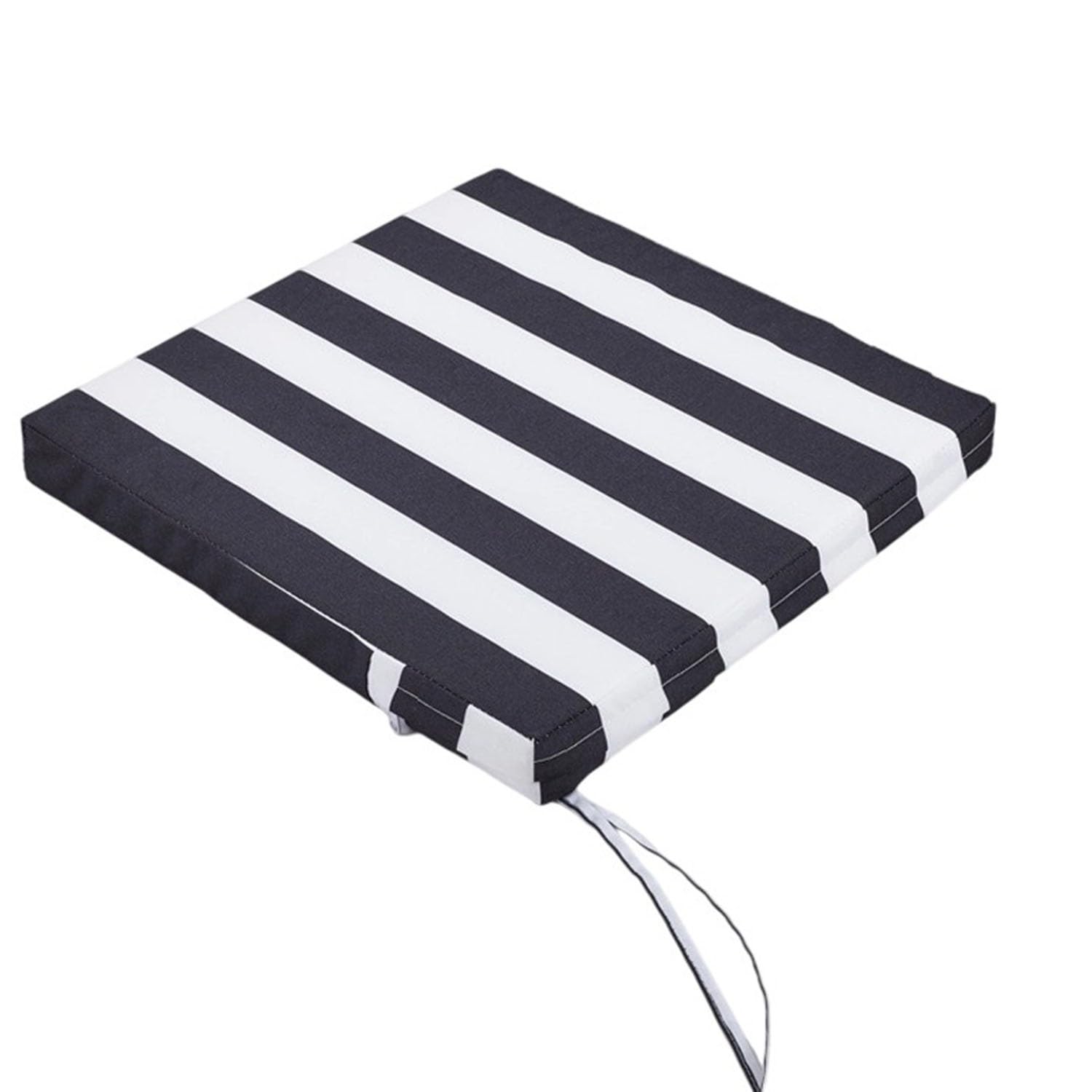 JORTUIO Outdoor Chair Cushions Waterproof Patio Chair Seat Cushions 14/15/16/18/20inch Chair Pads with Ties for Outdoor Furniture, for Garden Chair Cushion Replacement(Black Stripes,50x50x8cm)
