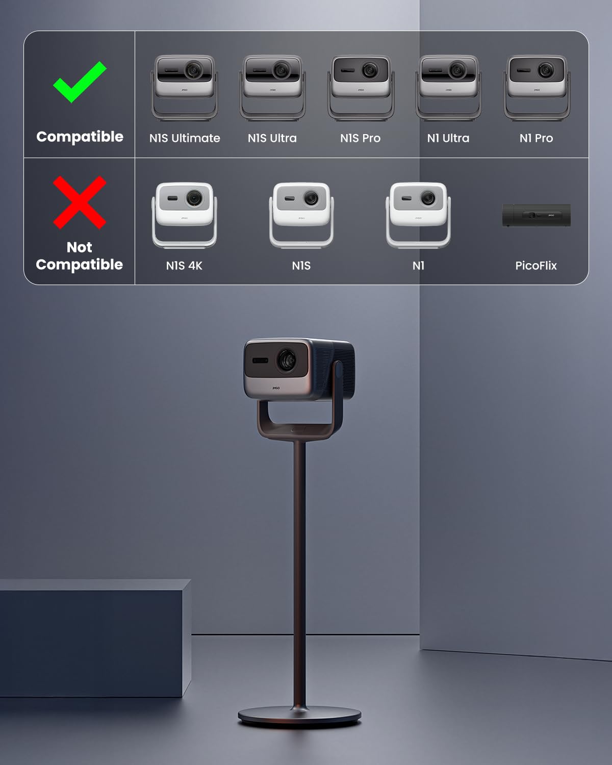 JmGO Beamer Bodenständer, Einstellbare Projektorhalterung für Outdoor N1S Ultimate und N1S Ultra