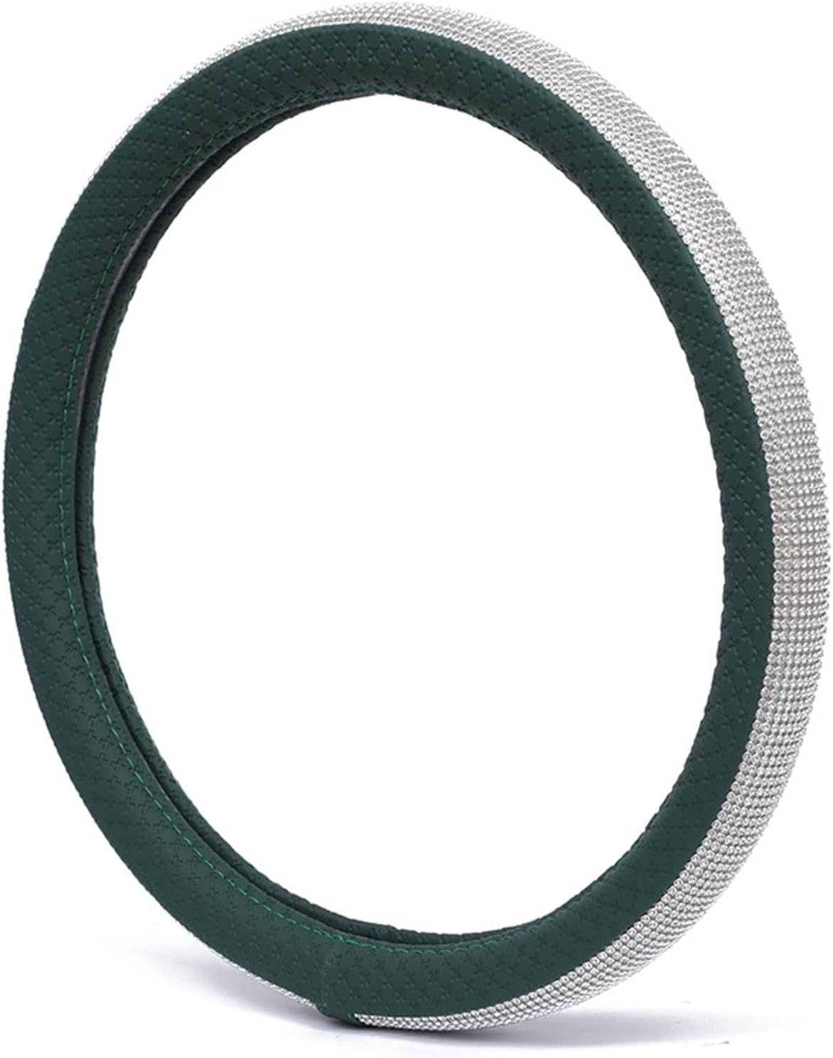D-CC Bling Diamonds Steering Wheel Cover for Women Sparkling Breathable Anti-Slip Universal 15 Inch Car Wheel Protector (Green)