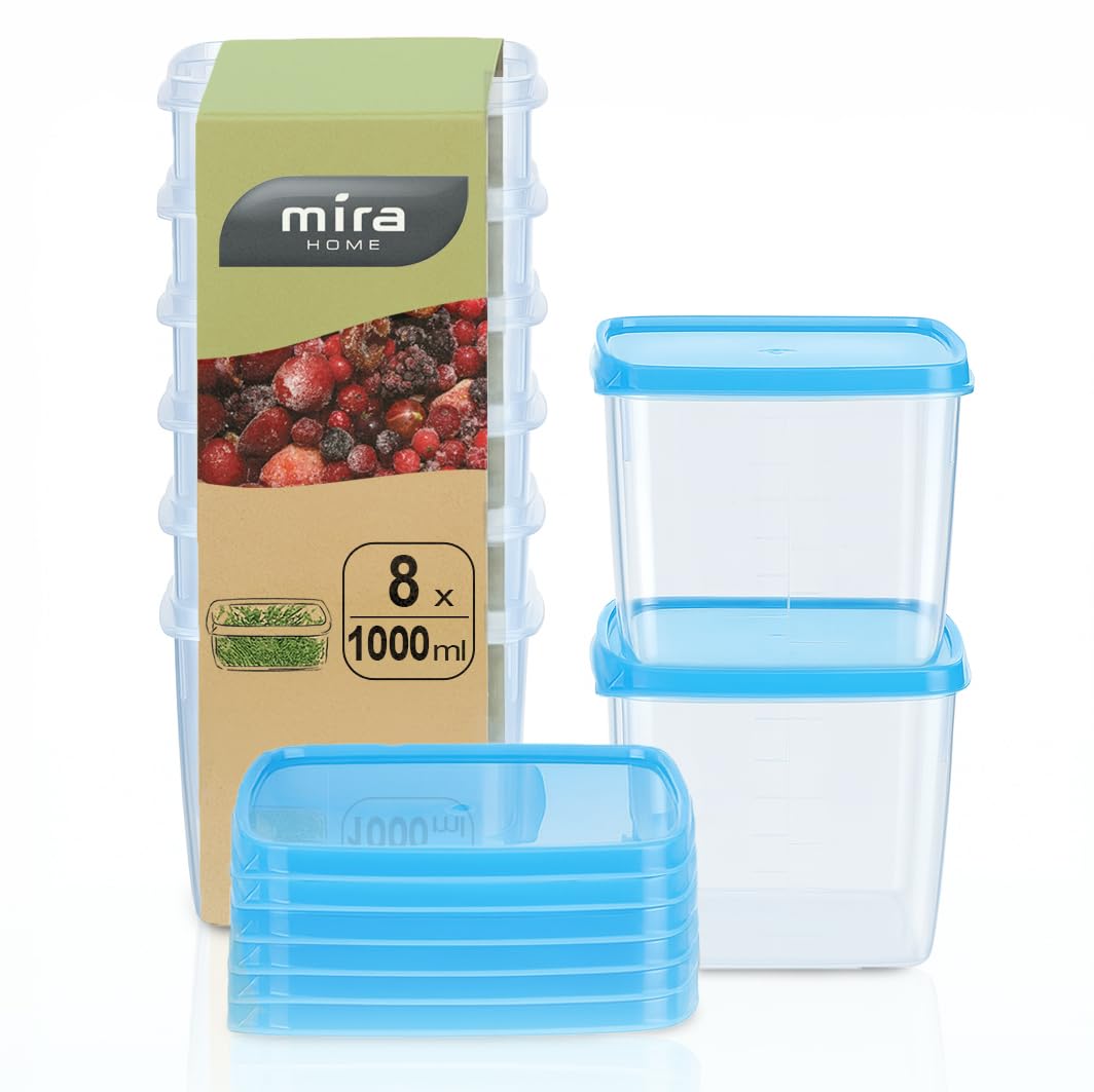 MiraHome freezer box, square-shaped, 11x11x11.7 cm, light blue, Austrian Quality (1l (8 pcs)) — image 1