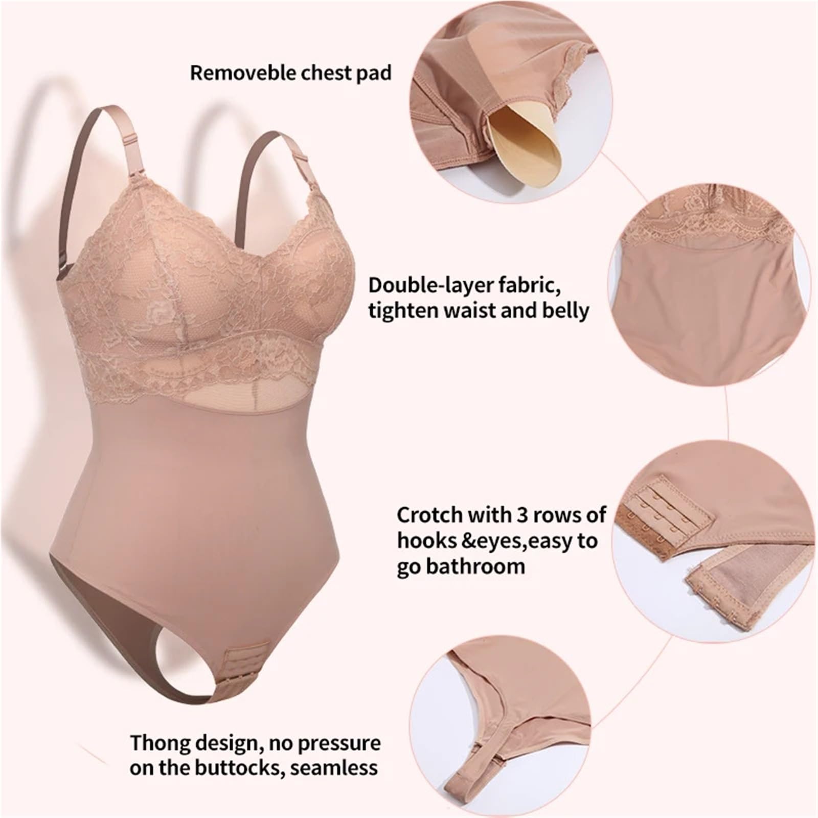 Shapewear Donna 1 pezzo Body da donna contenitivo for pancia, sollevatore di glutei, shapewear senza maniche, canotta con scollo a V, tuta corsetto for allenamento della vita, body shaper