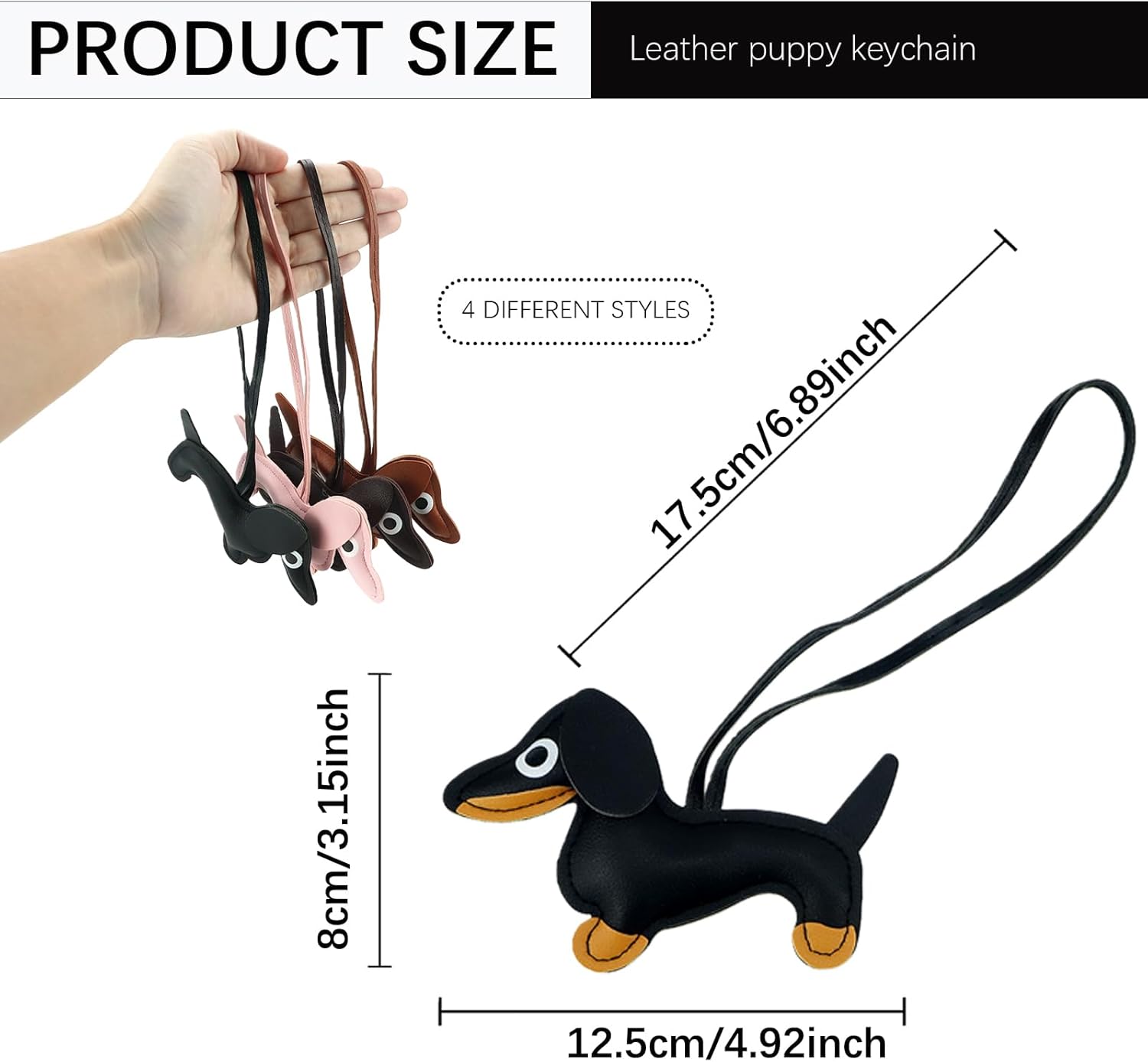 4pcs Dachshund Bag Charm, Leather Dachshund Keychains 4 Colors Handmade Animal Key Dog Shaped for Handbag Accessories,Women Key Chain Car keys Accessories - Image 2