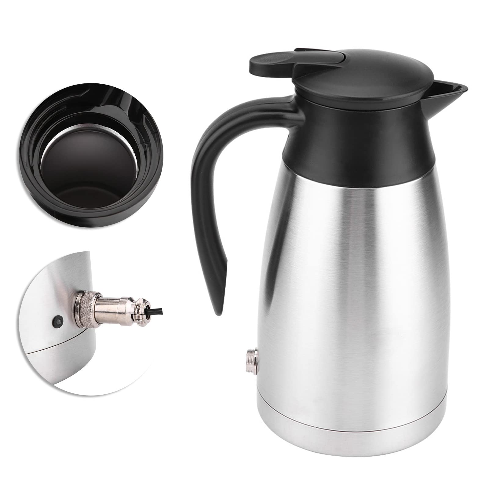 Bollitore Elettrico per Auto in Acciaio Inossidabile 1000ML 12V/24V per da Viaggio Bottiglia D'acqua Riscaldante per Famiglie, Materiale per Uso Alimentare
