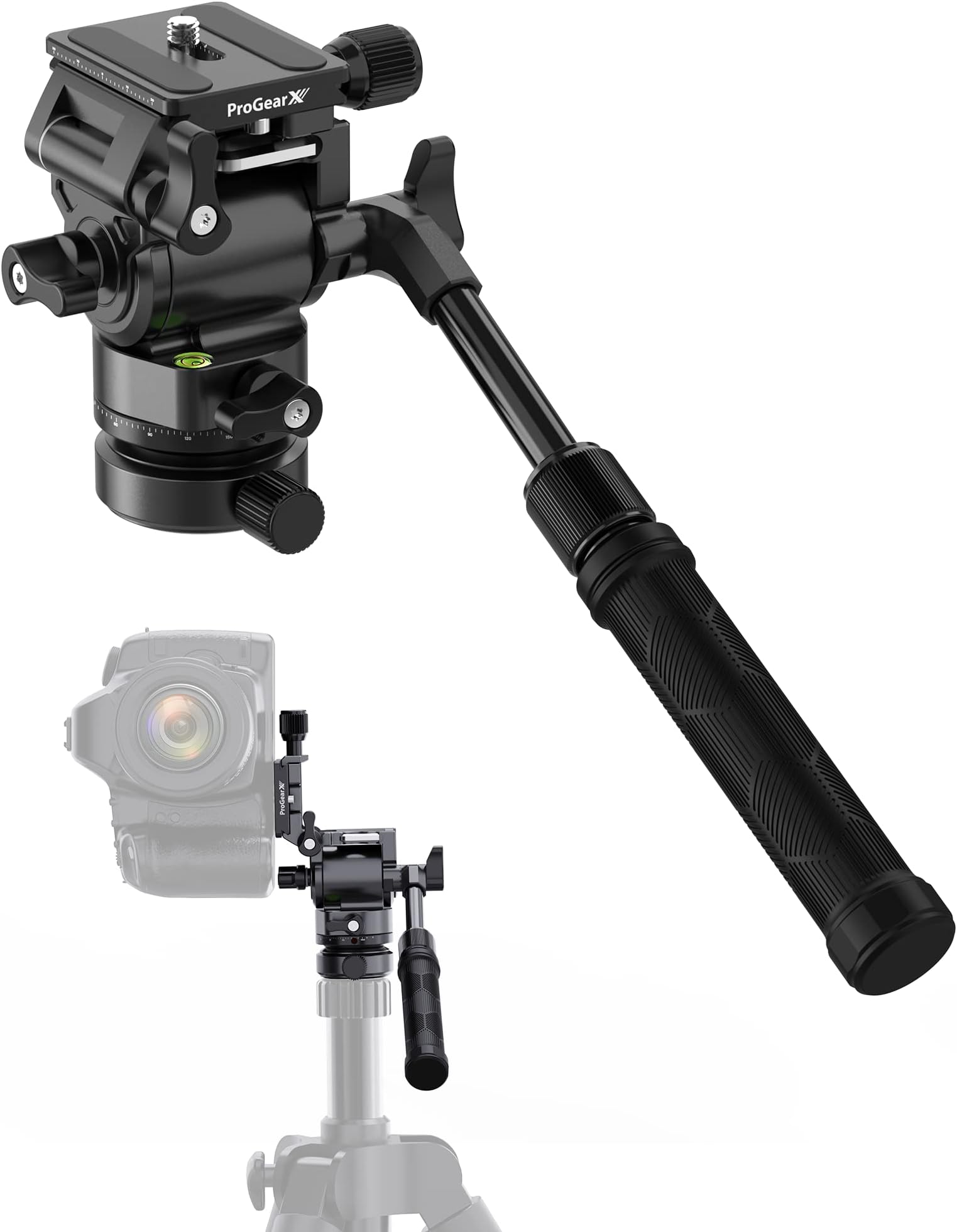 ProGearX Tripod Fluid Head, Lightweight Tripod Pan Video