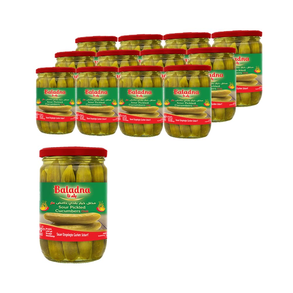 Baladna Sauer Eingelegte Gurken, scharf - Halal 660 g x 12 Pcs