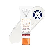 Vichy Capital Soleil, Crema Viso Anti-età 3 in 1 SPF50, Per Pelli Sensibili, Combatte Radicali Liberi, Fotoinvecchiamento e Macchie Solari, Con Tè Nero Fermentato e Estratto di Camu Camu, 50 ml