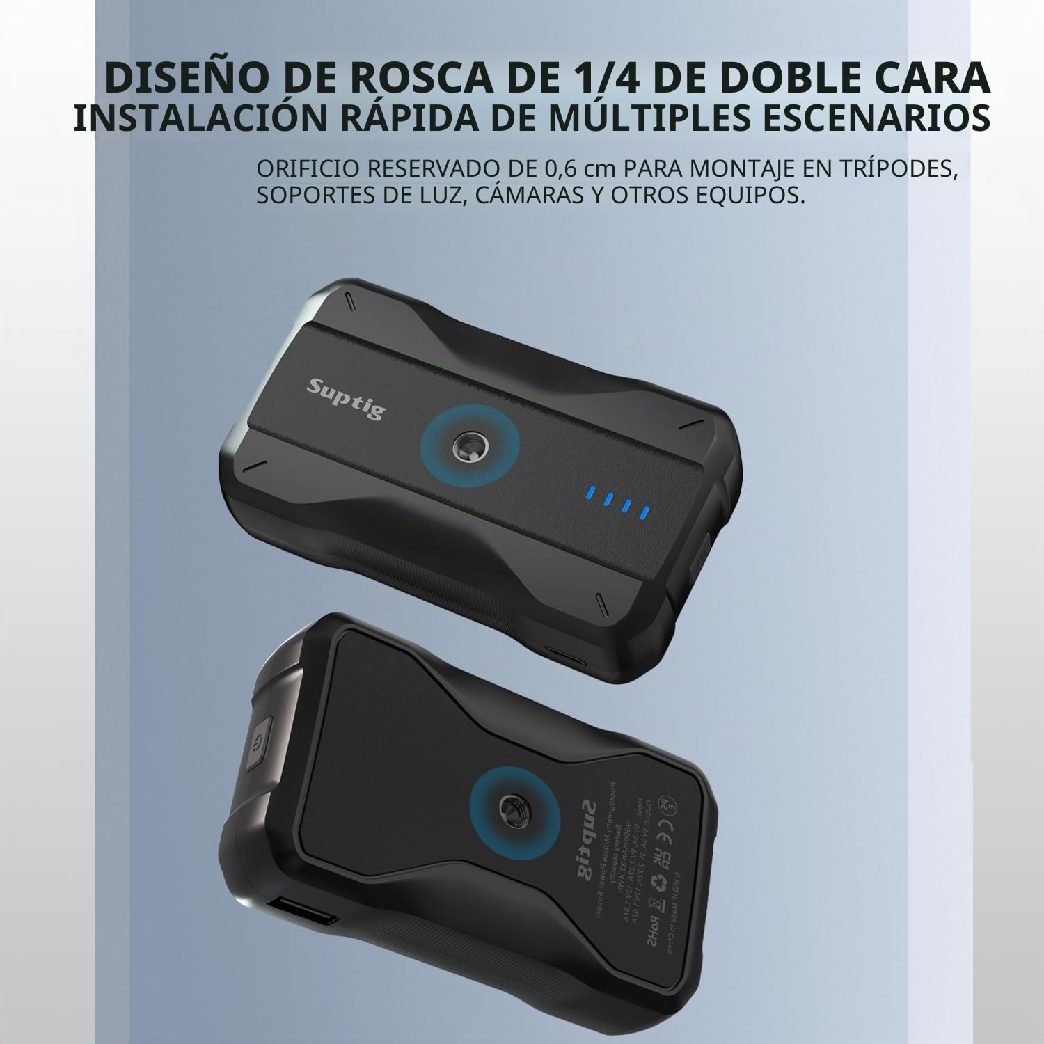 Suptig Cargador portátil de 9000 mAh compatible con GoPro, Canon, Nikon, DJI osmo, Insta 360, Akaso More cámara, teléfono, etc.