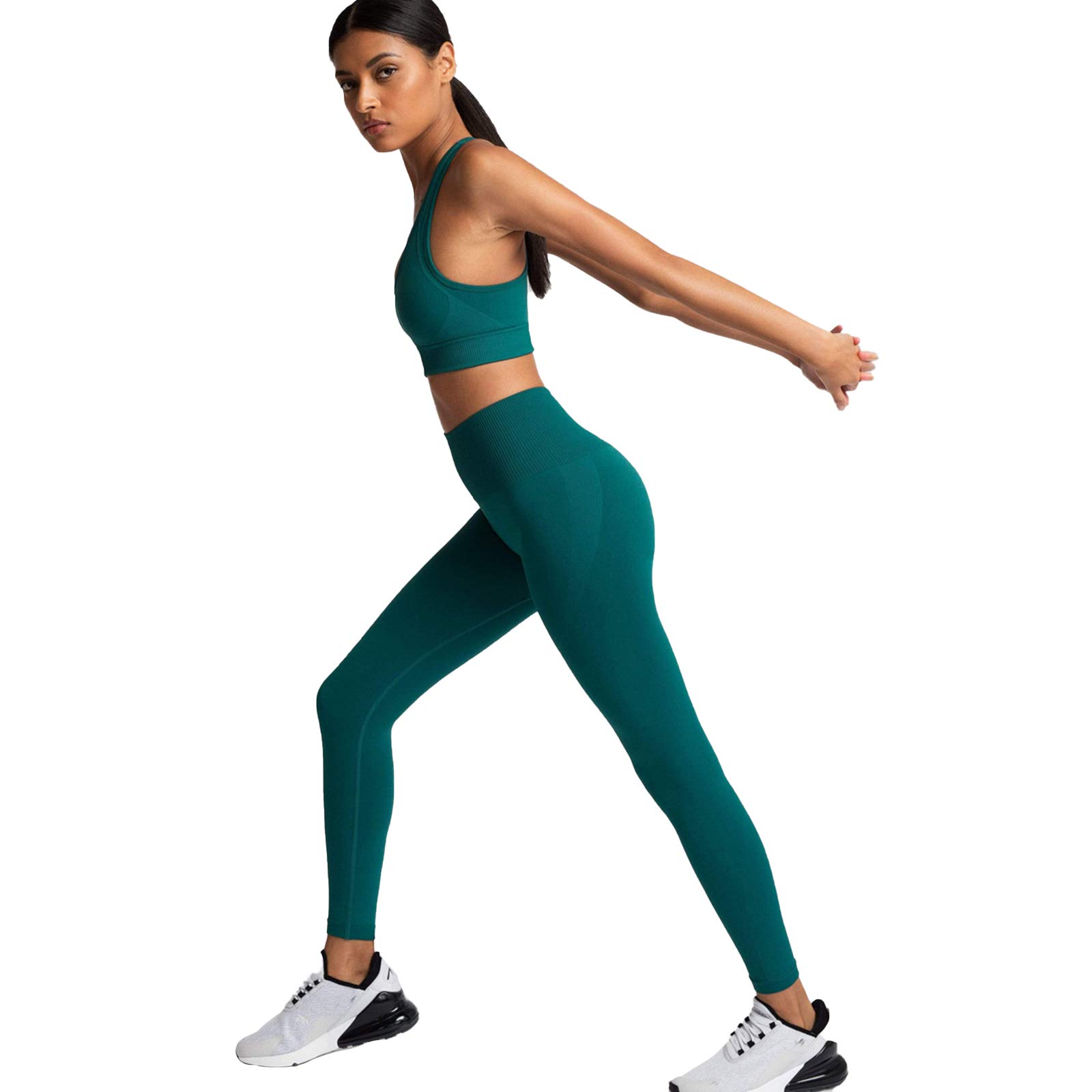 Femmes Ensemble de Vêtements de Yoga Soutien-Gorge de Sport+Leggings 2PCS Survêtement Gym Fitness Activewear