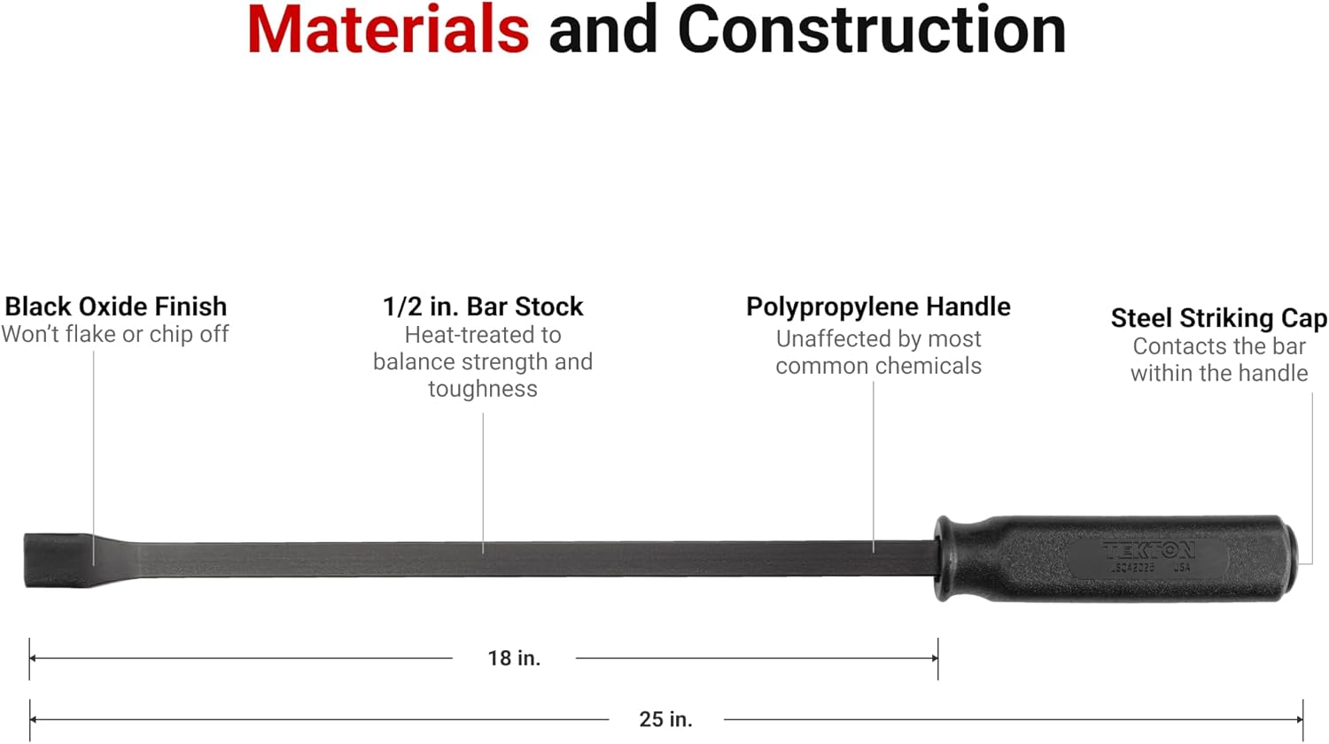 TEKTON 25-Inch Angled Tip Handled Pry Bar with Striking Cap | LSQ42025