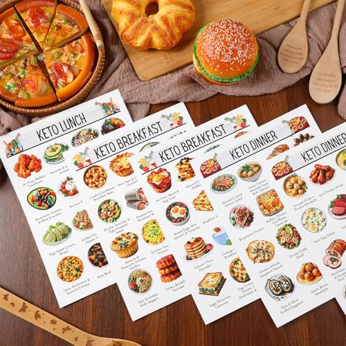 Image of Sinload 12 Pcs Keto Meal Plan Chart Poster Ketogenic Diet Food List Keto Grocery List Nutrition Guide Poster for Wall