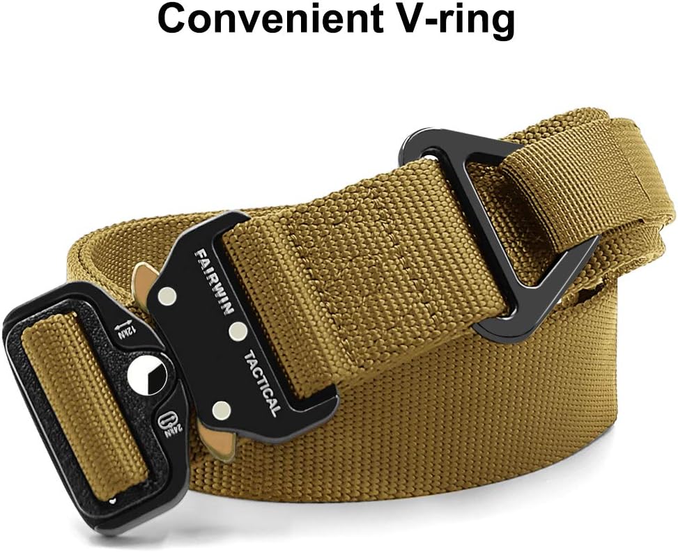 FAIRWIN Tactical Rigger Belt, 1.7 Inches Mens Nylon Webbing Utility Belt with V-ring Heavy-Duty Quick-Release Buckle - Image 3