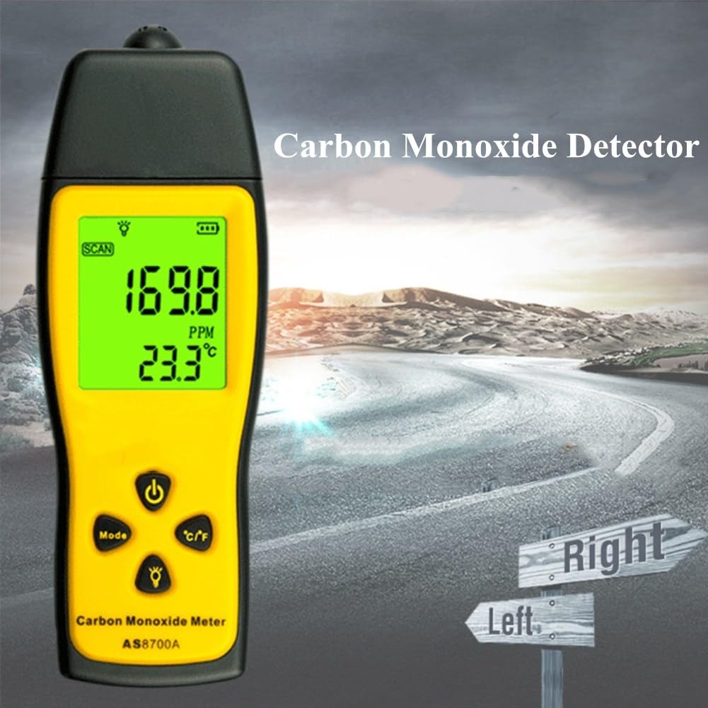 Testeur de monoxyde de carbone portable - Détecteur de fuite de CO numérique - Analyseur de gaz - Détecteur de haute précision AS8700A (pile non incluse)