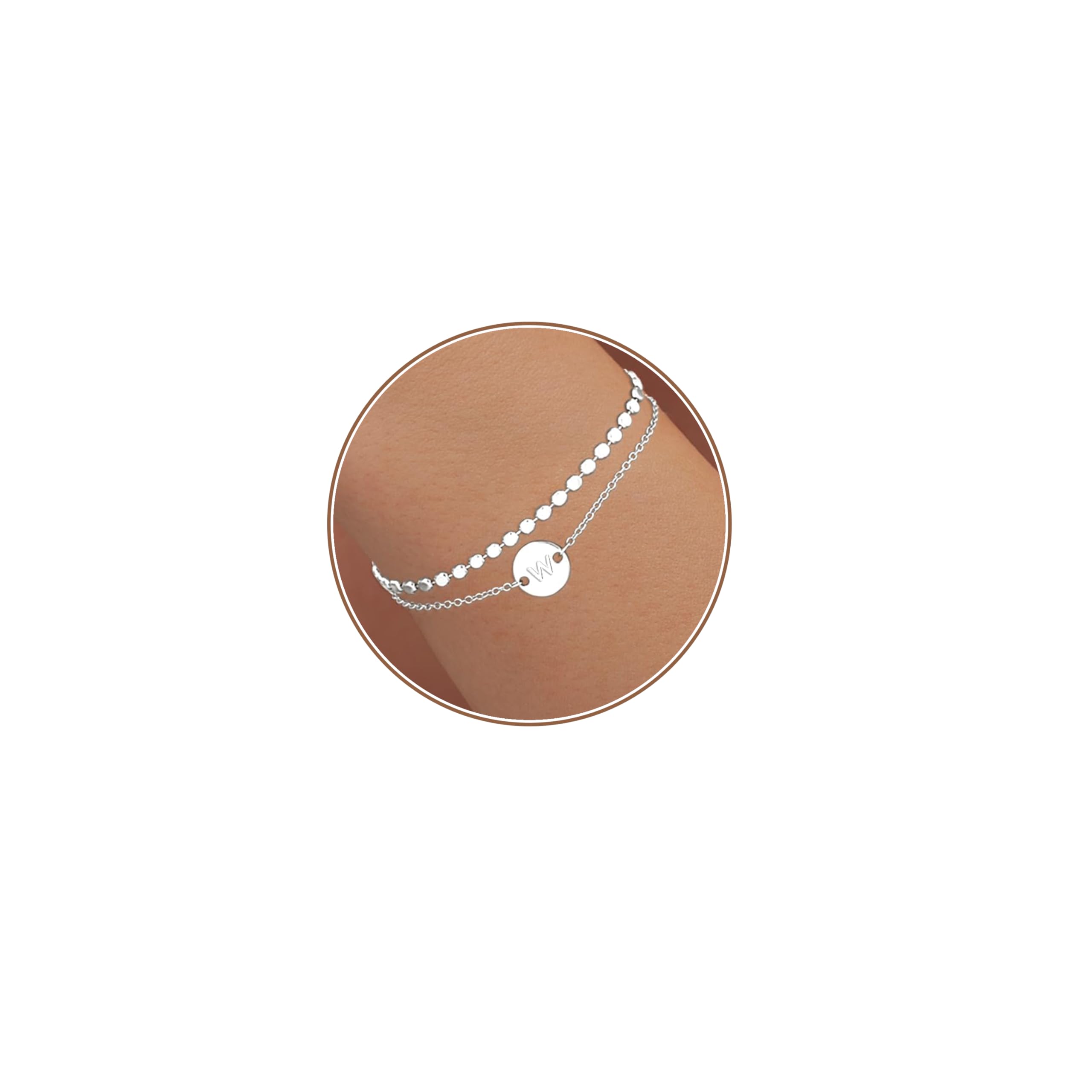 Miss Chipmunk Armband Damen Silber Gold, 925er Sterlingsilber Initial Armbänder für Frauen 14K Gold plattiert geschichteten Initial Armband Freundin Frau