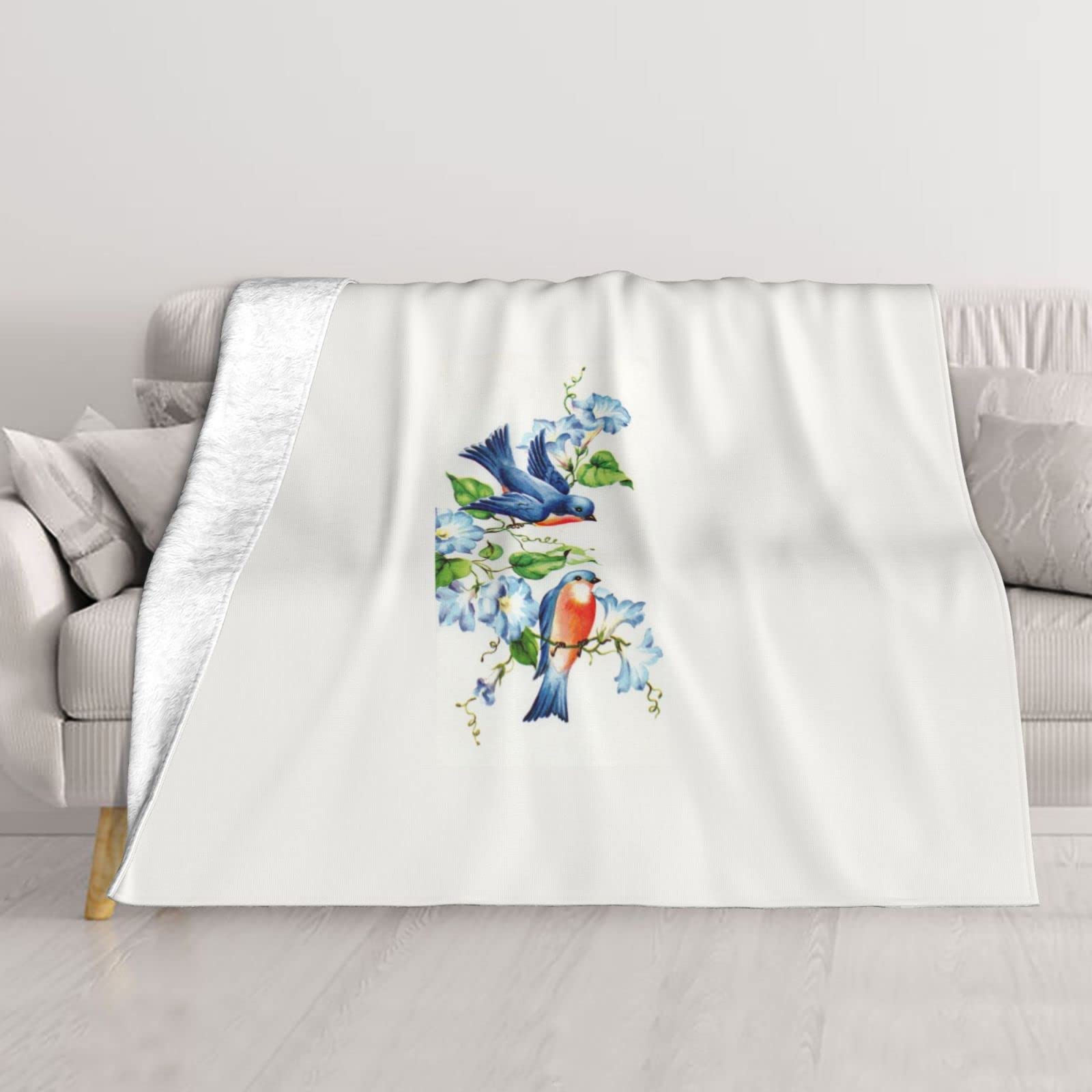 Couverture thermique légère BAFAFA Happy Bluebirds grand format respirant 203 x 152 cm