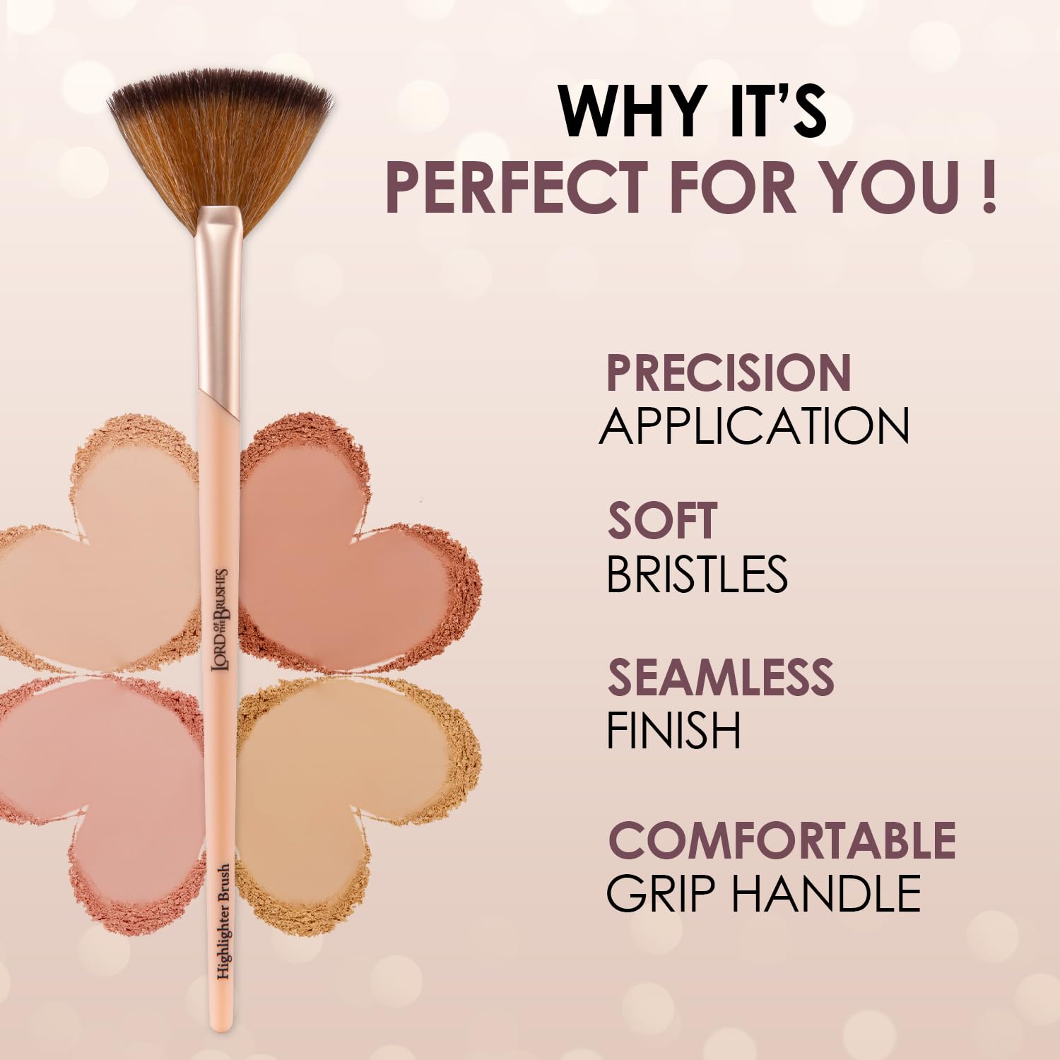 Glam21 Lord of the Brushes Highlighter Fan Brush |Soft, Luxurious Bristles for Even & Seamless Finish| Comfortable Grip Handle | Precision Application 2