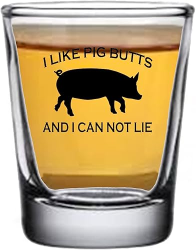 Miniatura 2 de Rogue River Tactical Funny Joke I Like Pig Butts and I Can Not Lie BBQ Shot Glass Regalo para pescador papá abuelo o hermano barbacoa