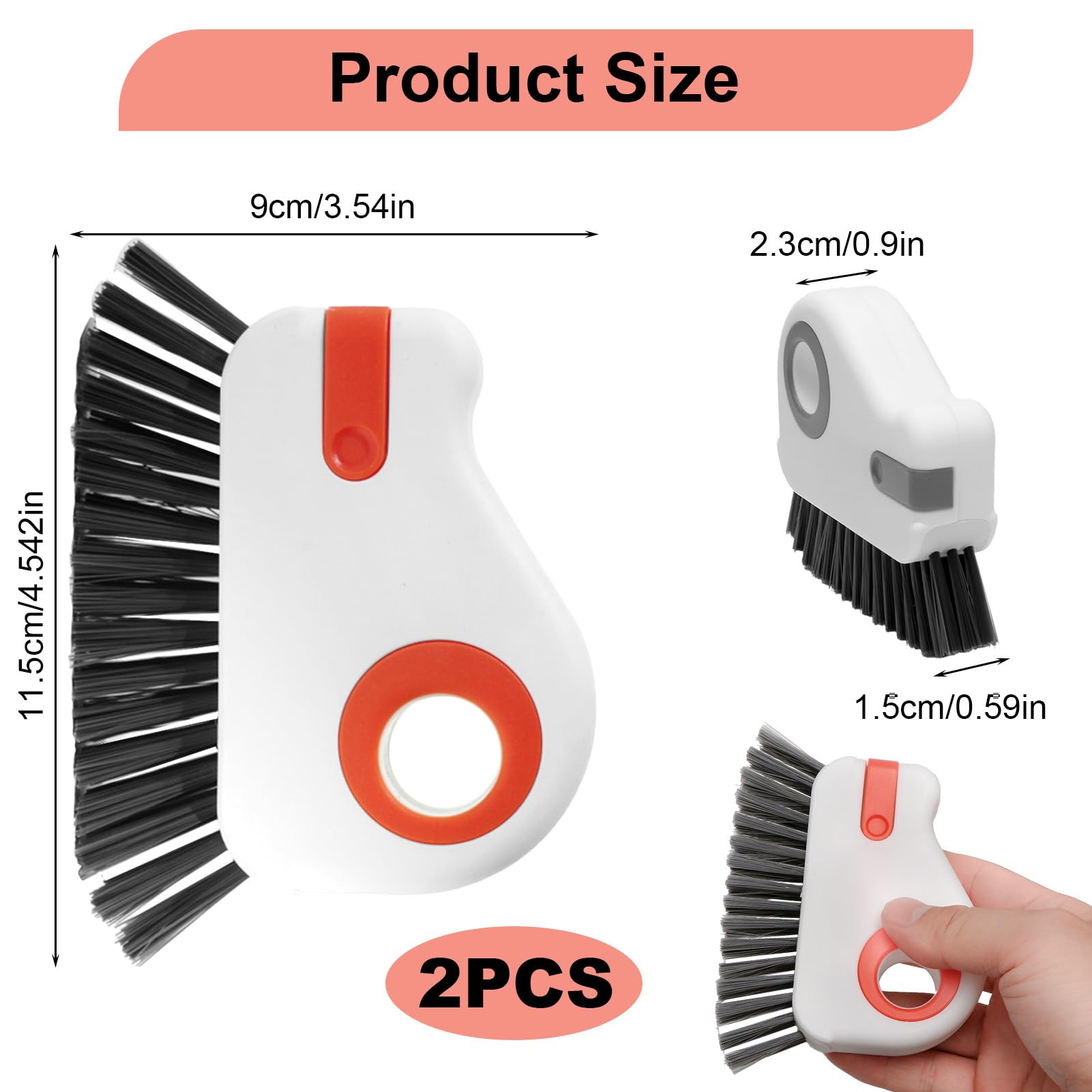2 spazzole 2 in 1 per la pulizia delle scanalature per la pulizia dei binari delle finestre, efficace strumento di pulizia del davanzale della finestra, perfetto per binari di porte scorrevoli e