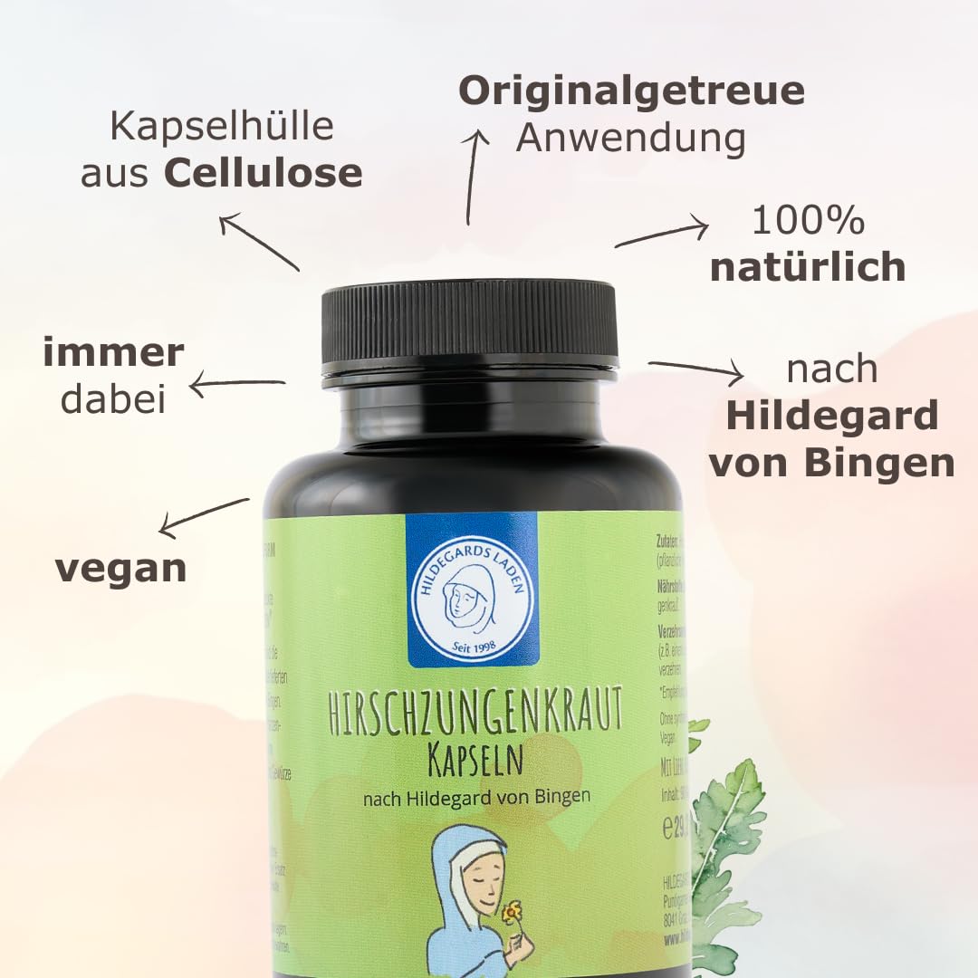 Hirschzungenkraut Kapseln | nach Hildegard von Bingen | 100% natürlich | Kapselhülle aus Cellulose | 90 Kapseln