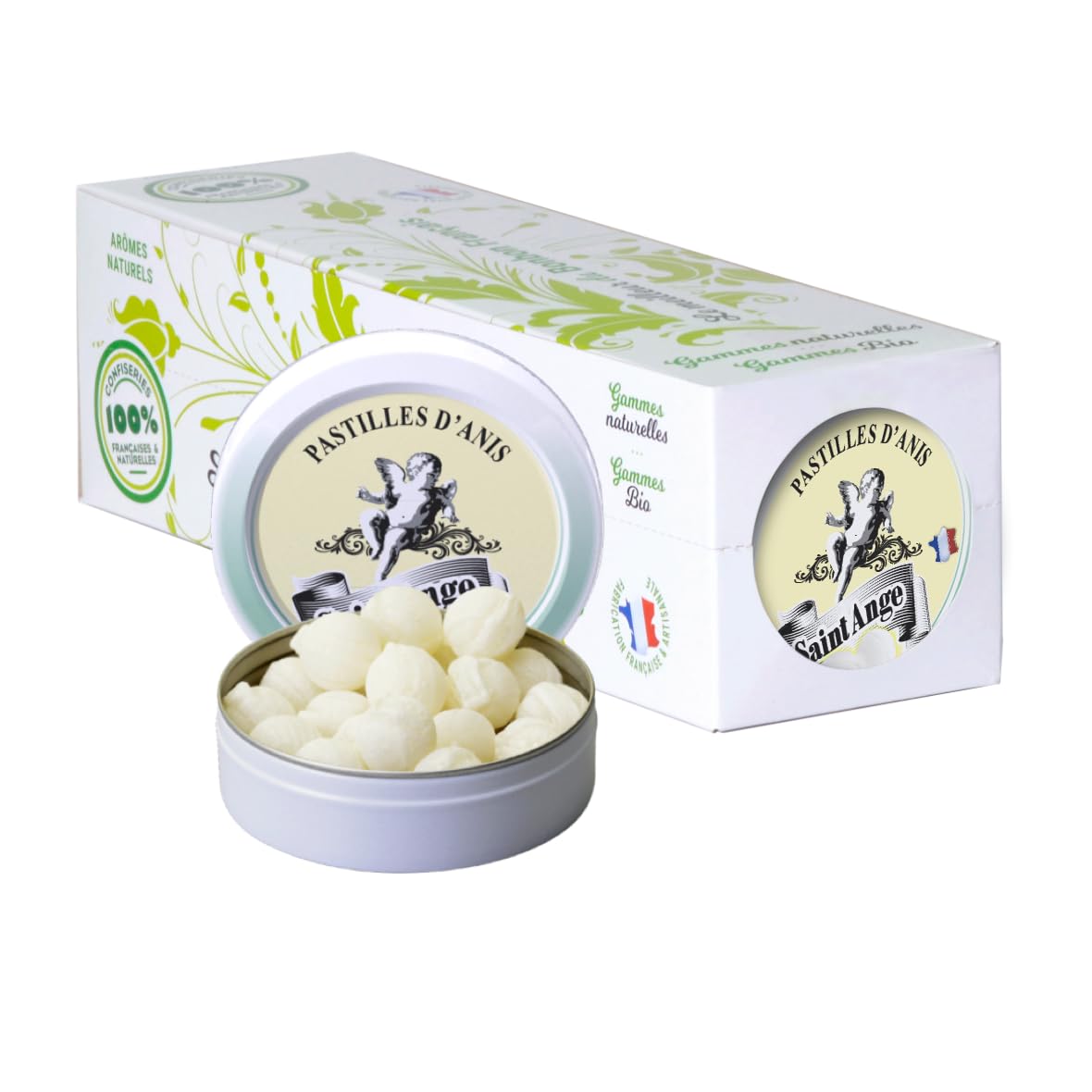 Lot 10 boites Anis | Pastilles Saint-Ange Bonbons Traditionnels 100% Français Anis