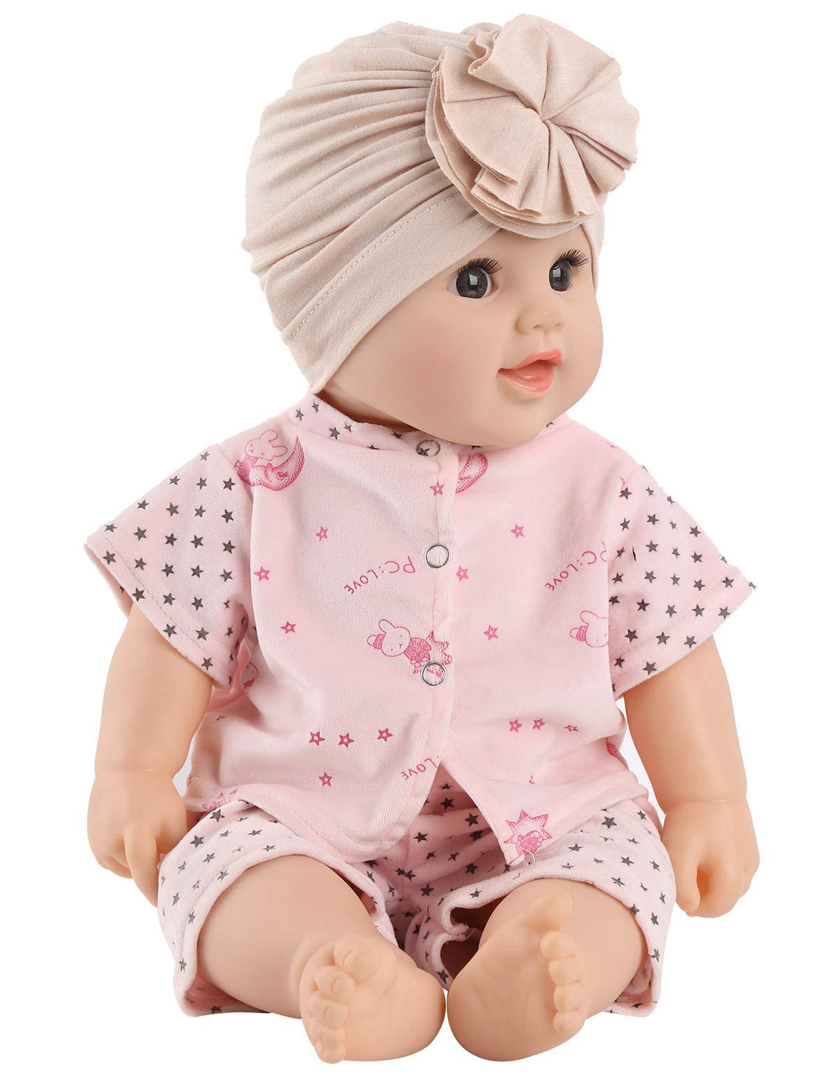 Säuglingsbaby Beanie Knoten Donut Hut Neugeborene Jungen Mädchen Baumwolle Weiche Turban Bogen Kaninchenohren Mütze Krankenhaus Kopf Wrap (Color : N Round Ruffles, Size : One Size)