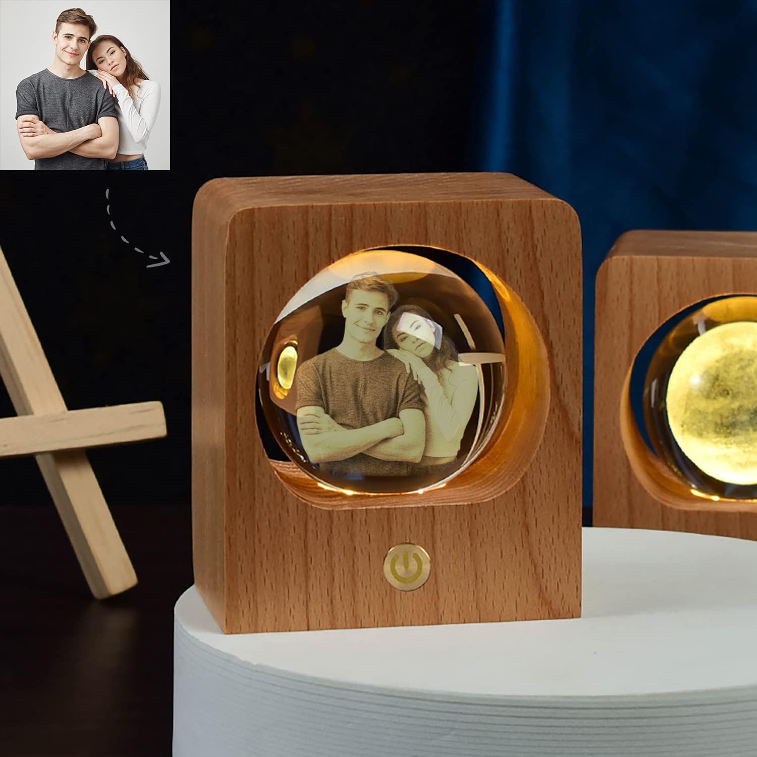 3D Crystal Ball Photo, Engraving Personalized Gift with Your Own Photo, Unique Child & Marriage Gift, Memorial Present