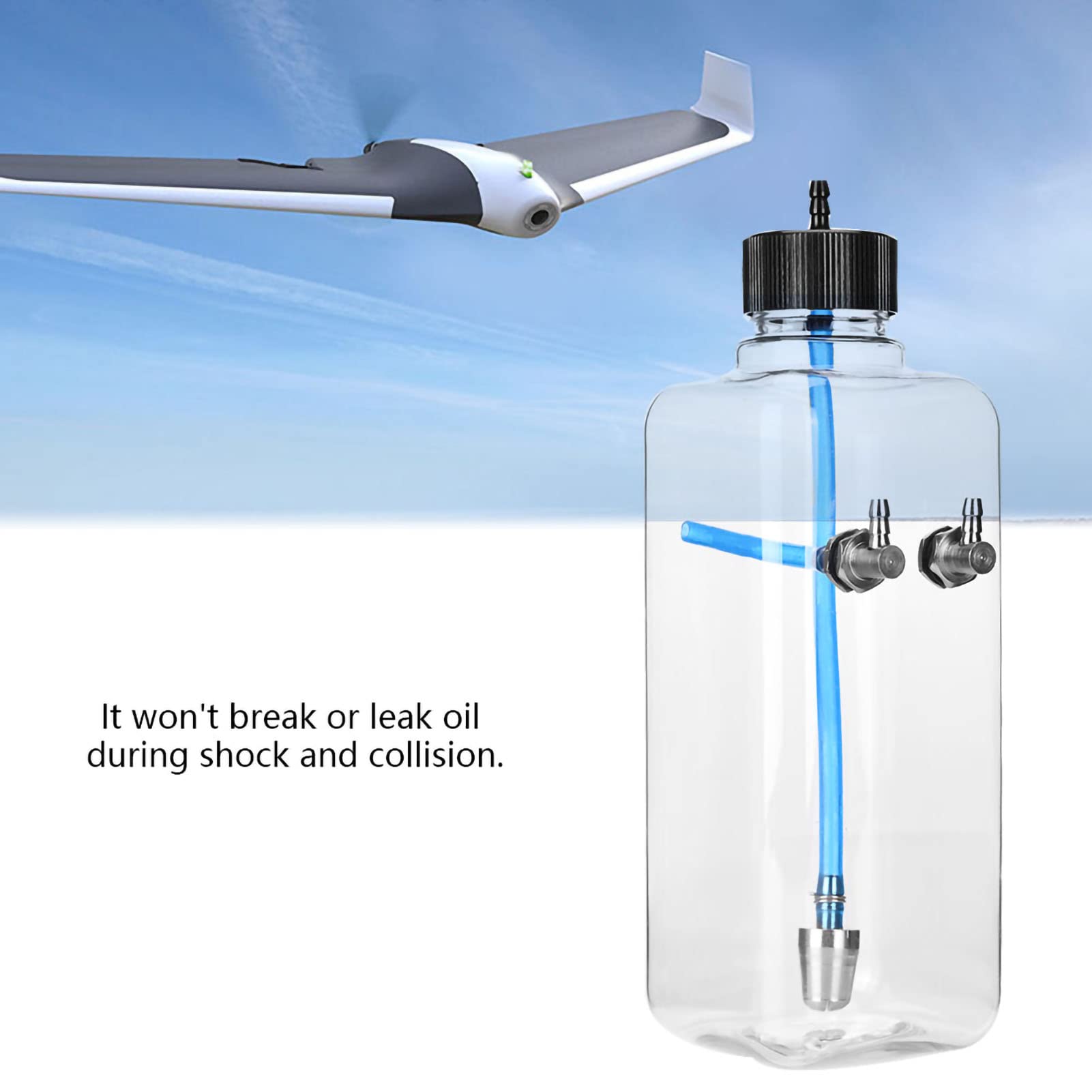 RiToEasysports Réservoir de Carburant RC, Pièces D'accessoires de Modèle de Télécommande Réservoir de Carburant en Plastique Transparent pour Avion RC (500 ML (pour Les Avions 50-70cc))