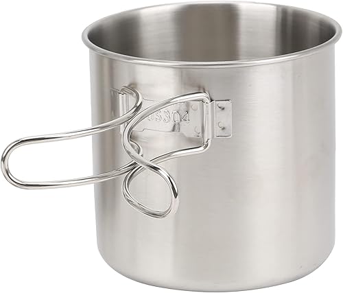 Miniatura 5 de Taza de camping plegable de acero inoxidable con tapa para llama directa de fuego abierto para mochilero/senderismo/camping catering al aire libre