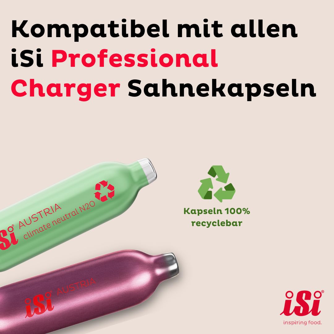 ISI Sahnespender 500ml, Gourmet Whip Plus, 0.5 Liter, aus hochwertigem Edelstahl, Betrieb Sahnekapseln, für Sahne, warme und kalte Saucen, Suppen, Espumas und Desserts