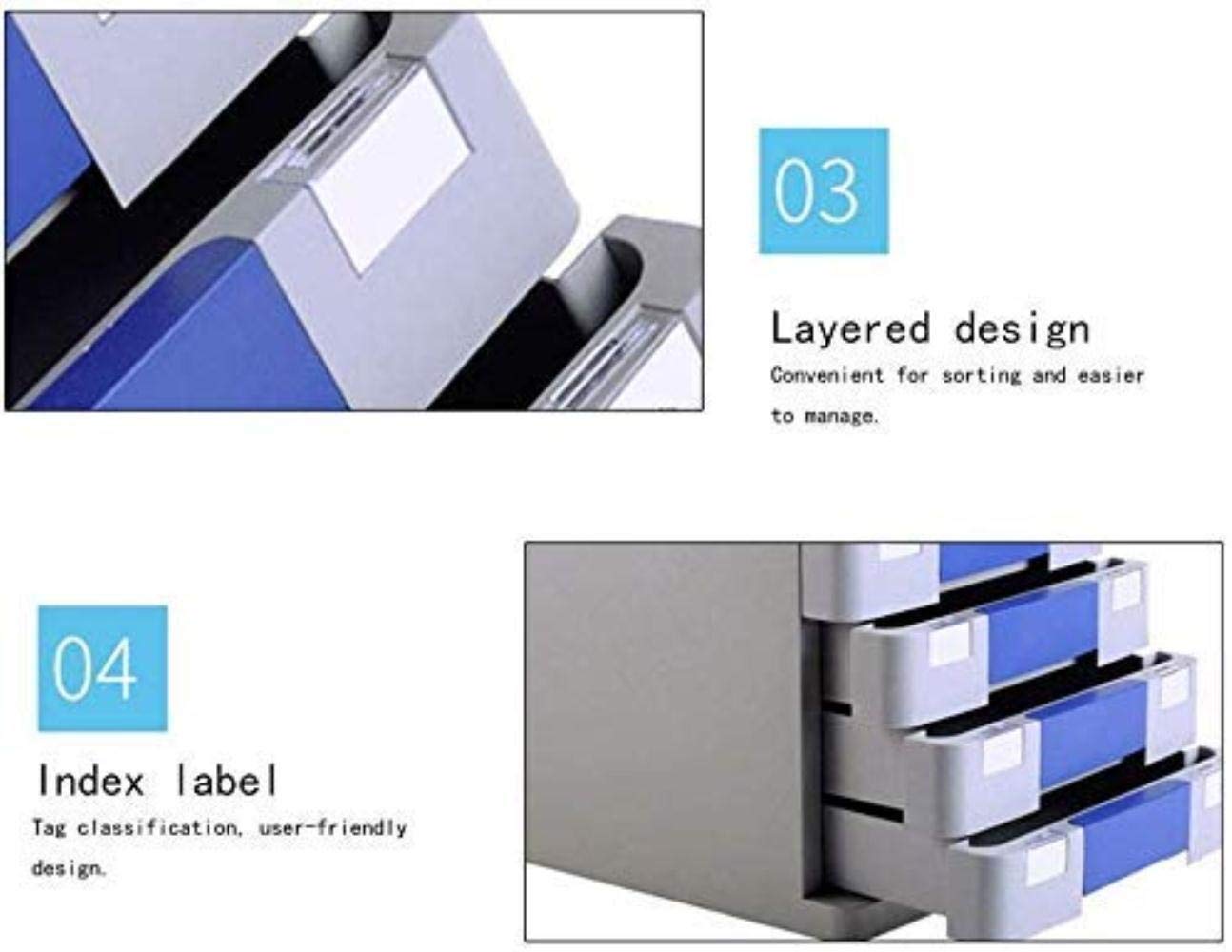 Mobile portadocumenti con serratura 5 Der in plastica blu per casa ufficio 28,2 x 36,5 x 28,5 cm ideale per documenti e forniture