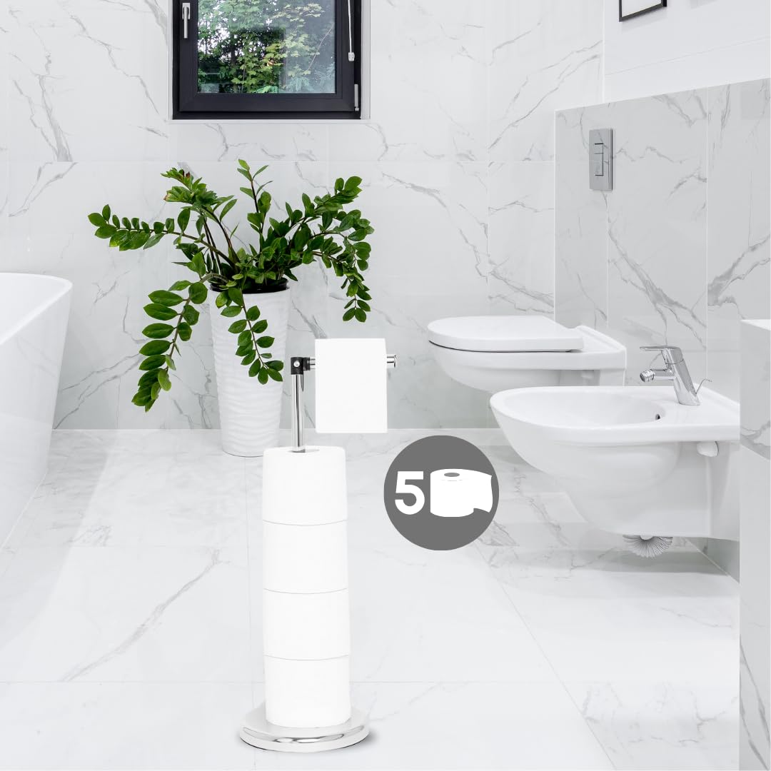 MSV Porte Rouleau papier Wc sur pied Inox