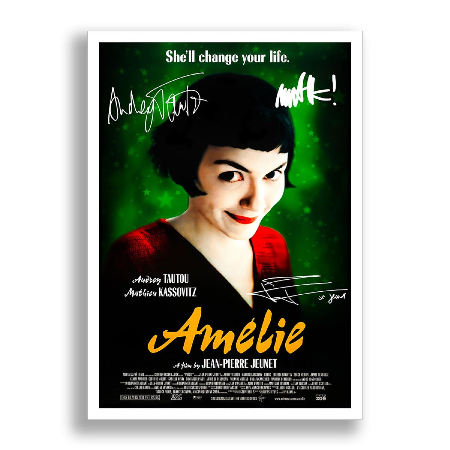 Mounted Gifts Black Amelie Cast Signed A4 Poster Photo Print Framed Autograph Gift Audrey Tautou Movie Film Printed Autograph Film Gifts Print Photo Picture Display (A4 Poster Only)