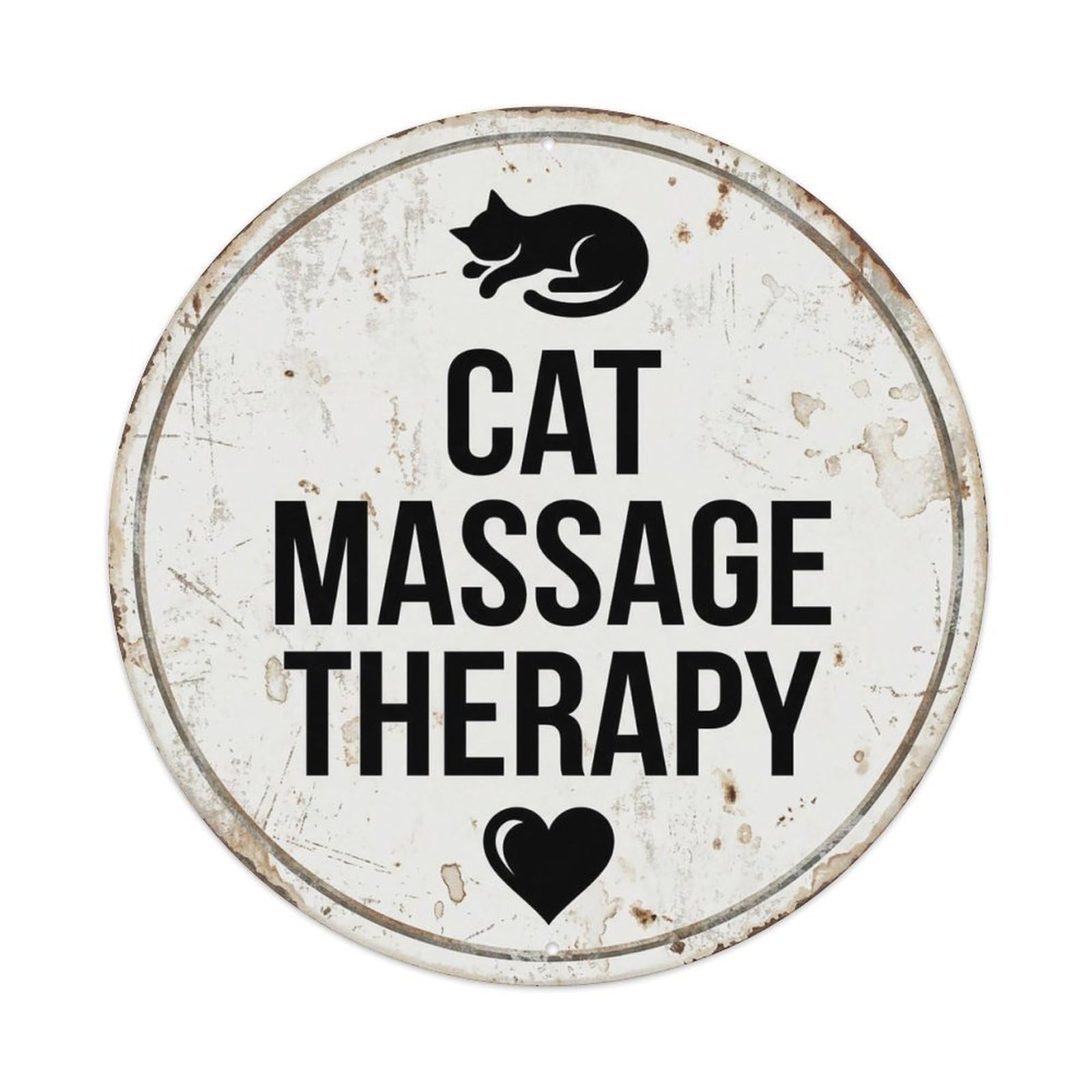 Vintage Cat Massage Therapy Decor Metal Tin Sign