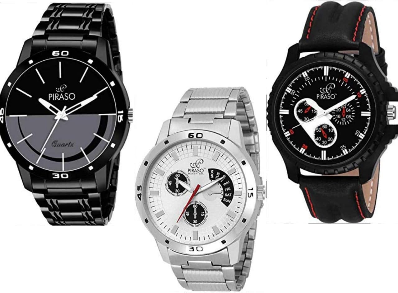 Piraso Analog Black Dial Men's Watch-PW3-20