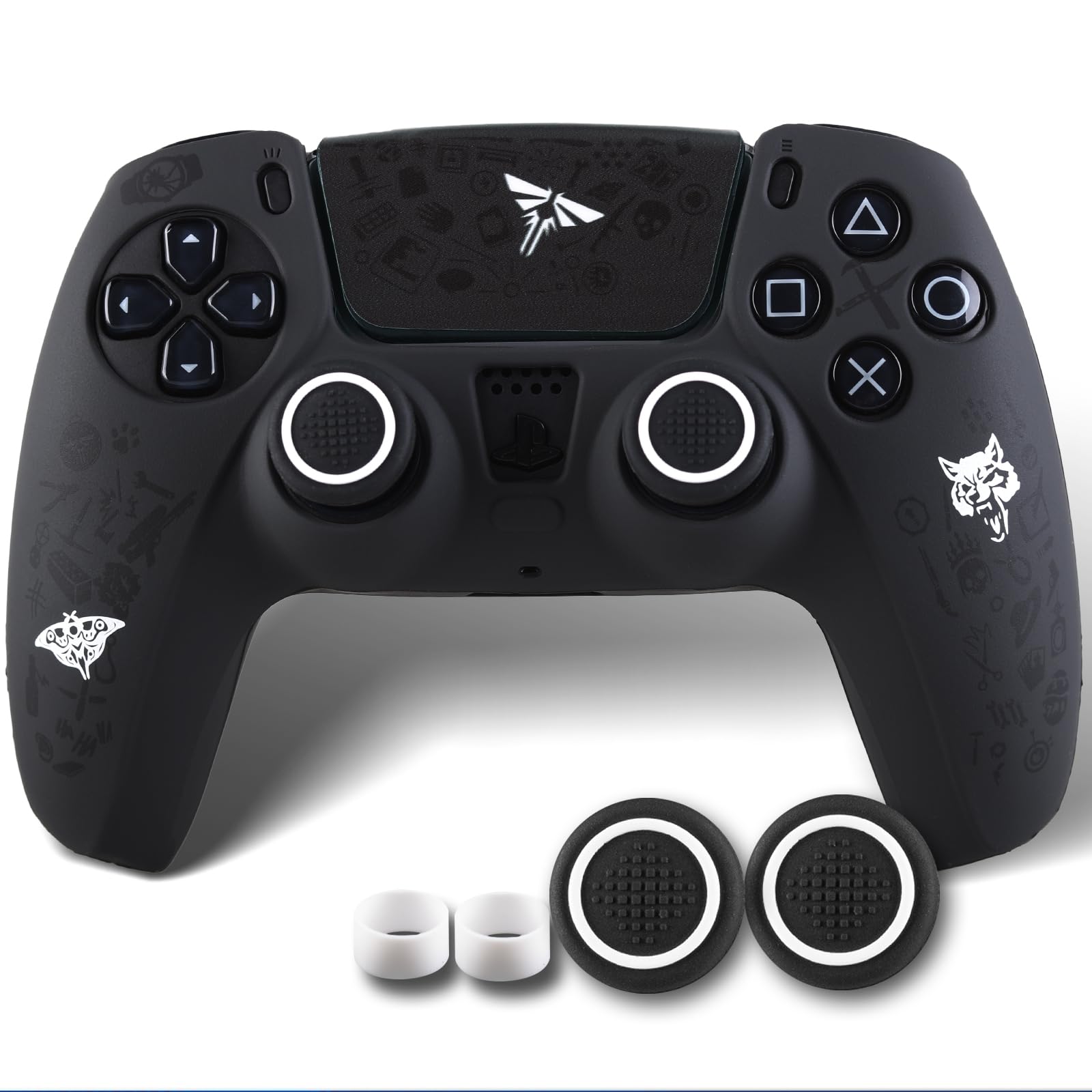 Non-Slip Silicone Cover for PS5 Controller with Thumbstick Caps * 2 & Sticker * 1 WLF