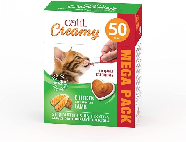 Catit Creamy Chicken & Lamb Lickable Cat Treats 50 Pack