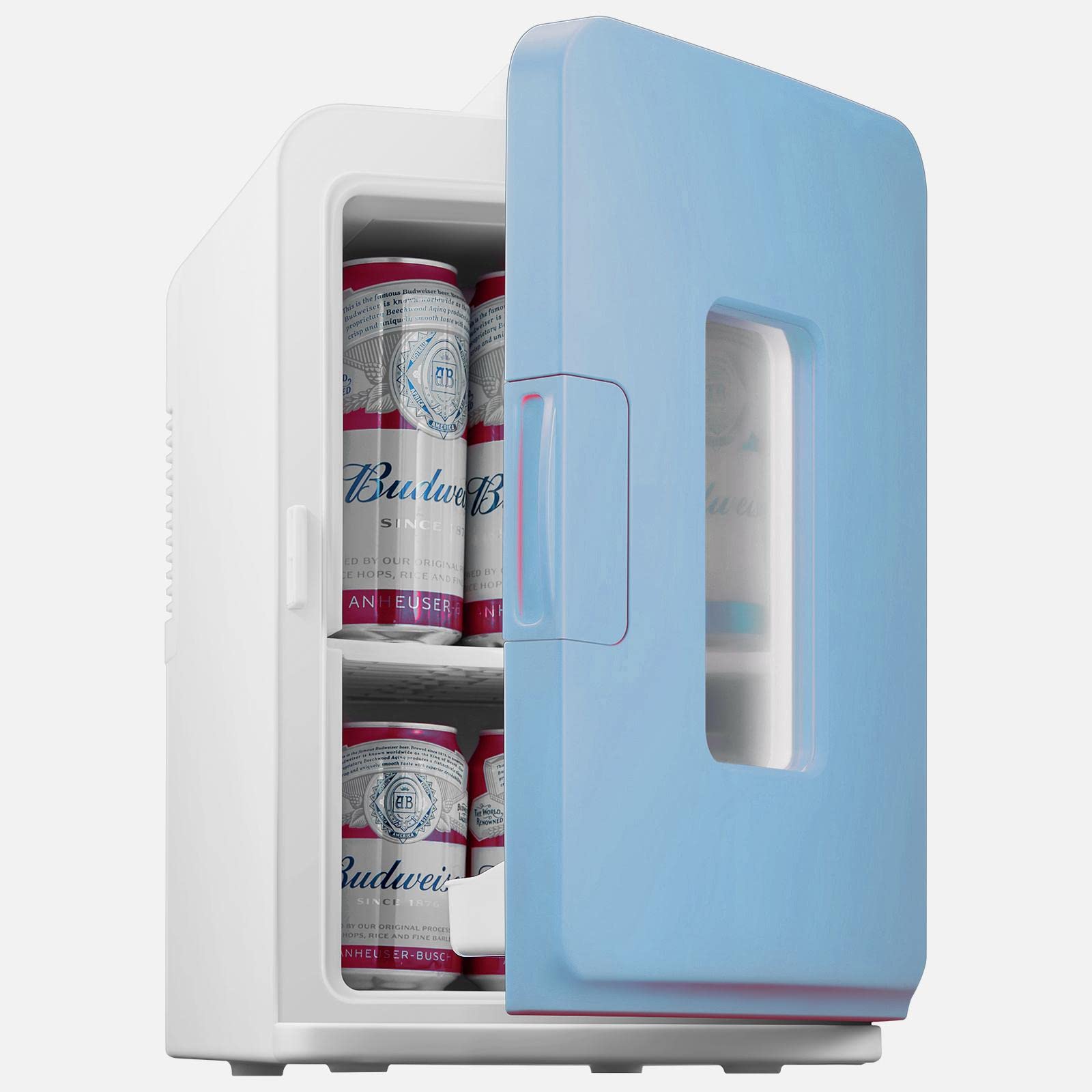 NORTHCLAN Mini Frigo de Chambre 15L/21 Canettes, 12V/220V Réfrigérateur Électrique avec ECO Mode Silencieux pour Chambre/Voiture, Garder Froid/Chaud, Glacière Portable de Beauté avec Étagère