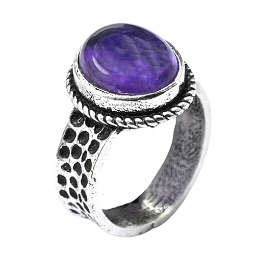 Amethyst Rings for Women and Teen Girls - Silver Amethyst Crystal Ring Birthstone Jewelry - Healing Crystal Gifts for Her, Mothers Day, Christmas -