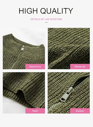 Dokotoo Plus Size Sweaters, Long Sleeve V Neck Quarter Zip Pullover Chunky Cozy Fall Fashion For Women 2024 Ladies Polo Lightweight Green Tops Large thumb #2