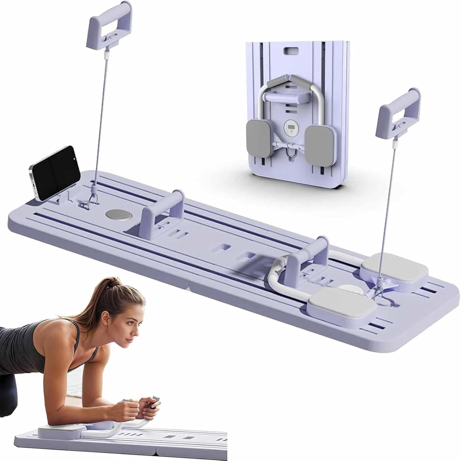 Multifunktions-Rollen-Trainingsgerät, Heimgeräte, Multifunktionales Bauchmuskelbrett, Bauchmuskel-Trainingsbrett, mit Widerstandsbändern und Kniematte, automatischer Rückprall-Bauchmuskelrol