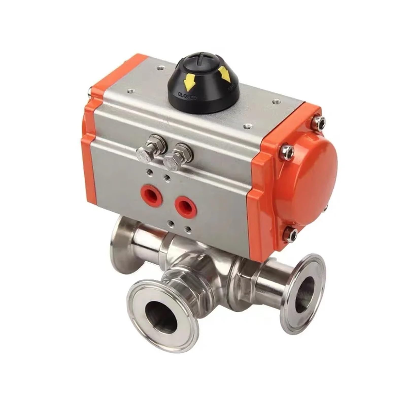 51mm 3 Way 304 Tri Clamp Ferrule T/L Type Pneumatic Ball Valve with Double Acting Cylinder(L Type)