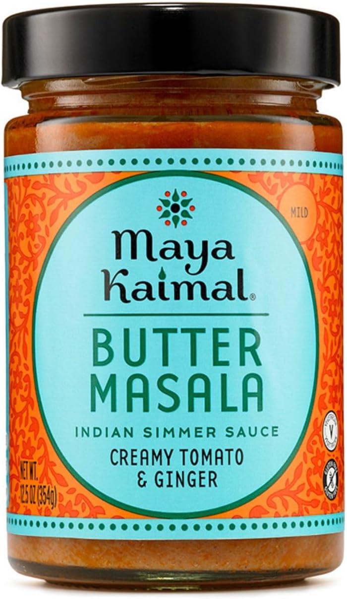 Maya Kaimal Butter Masala Sauce, 12.5 oz, Mild Indian Simmer Sauce with Creamy Tomato and Ginger. Vegetarian, Gluten Free