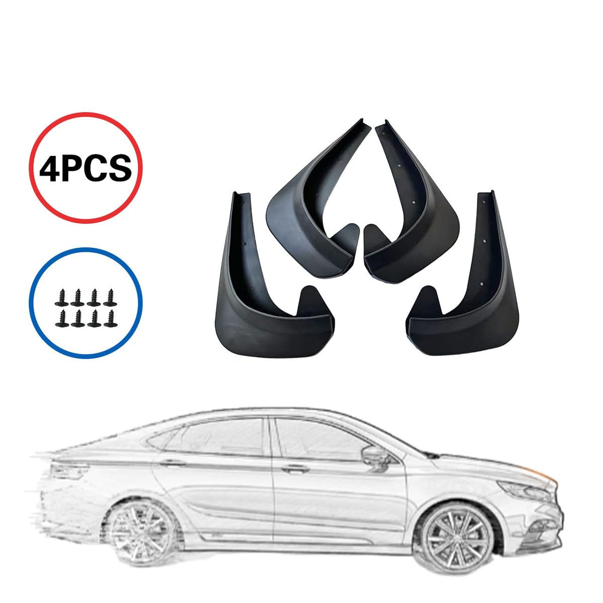 4 pièces Larges bavettes pour Peugeot Partner 2008-2018/Peugeot Partner 2019-2025 2026, Bavettes pour Auto Garde-Boue pièges Sales élargisseurs d'ailes avec Clips