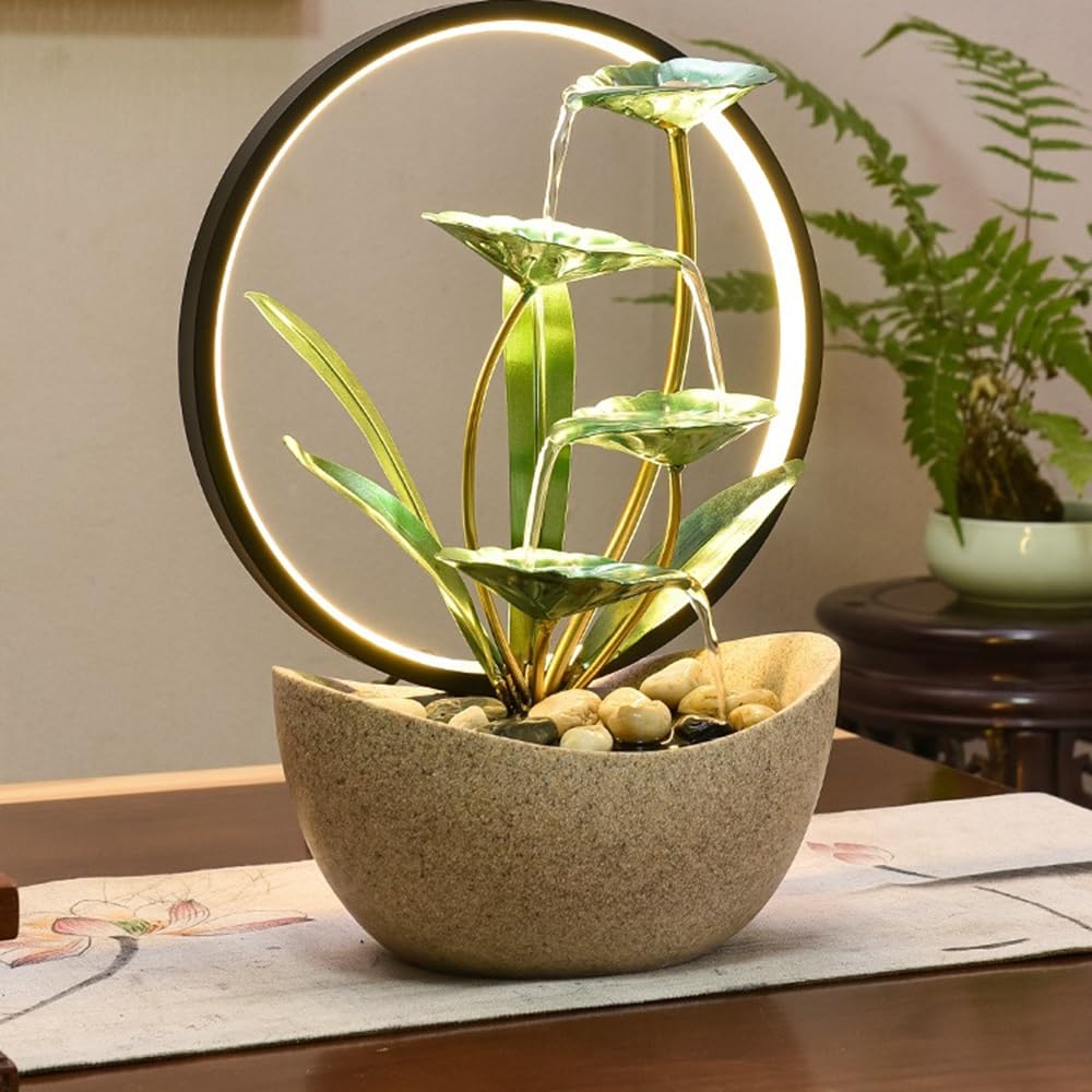 Fuente de Agua Decorativa Fuente de Escritorio Zen Flow con Cascada for relajación en Interiores, Ideal for Sala de Estar y Oficina. Fuente de Interior