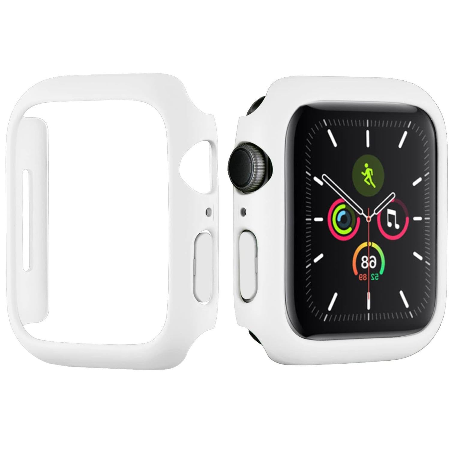 Custodia rigida per Apple Watch 41 mm Series 8/9/SE 2, bumper ultra sottile, retro aperto, protezione trasparente, colore: bianco